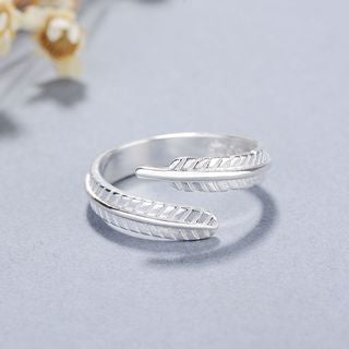 Open Feather 925 Silver Ring Sterling