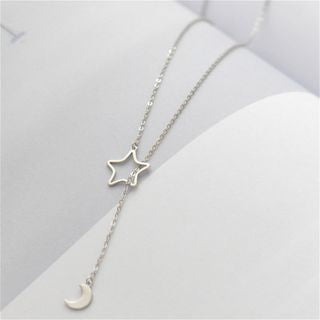 Silver Moon Pendant 925 Necklace Star and Sterling