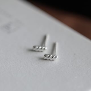 Silver Earring Sterling Stud Baguette