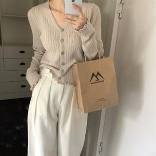 Ribbed V-Neck Cardigan