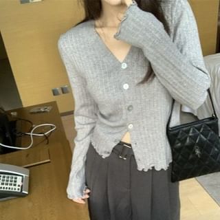 Ribbed V-Neck Cardigan