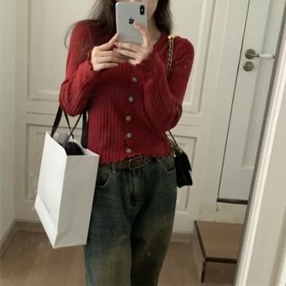 Ribbed V-Neck Cardigan