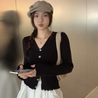 Ribbed V-Neck Cardigan
