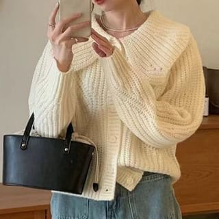 Peter Pan Collar Button Down Cable Knit Cardigan