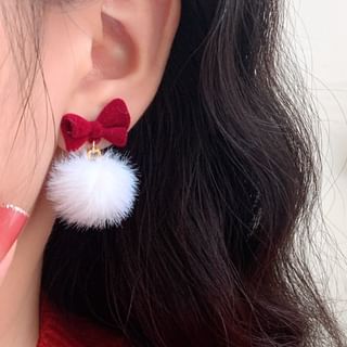 Bow Earring Pom Drop