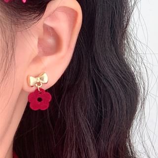 Earring Bow Clip-On / Floral Drop