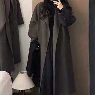 Collared Plain Midi Coat