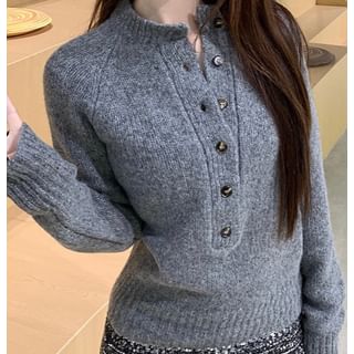 Henley Sweater and Striped Pencil Skirt Set