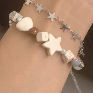 Resin Faux Bracelet Star Gemstone Alloy Layered Bead