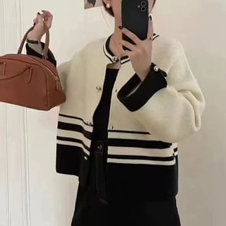Striped Button-Up Cardigan