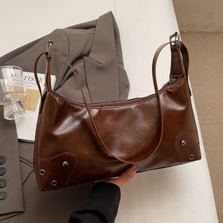 Faux Leather Grommet Shoulder Bag