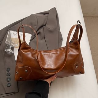 Faux Leather Grommet Shoulder Bag