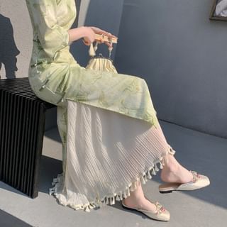 Tasseled High Rise Maxi Fishtail Skirt