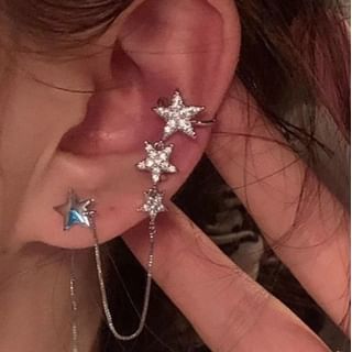 Ear Cuff with Rhinestone Earring Star
