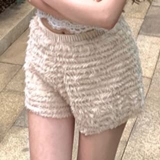 Halter Neck Open Back Lace Crop Top / Elastic Waist Plain Fringed Shorts / Flared Pants