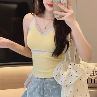 Padded Lace Trim Camisole Top