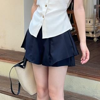 Collared Sleeveless Vest & High-Rise Skorts