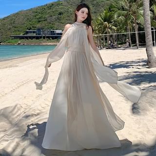 Open Back A-Line Maxi Dress - Altfashion Shop