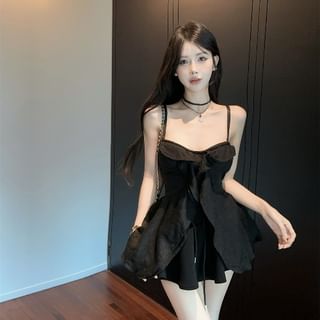 Ruffle Lace Flowy Cami & Drawstring Mini Skort