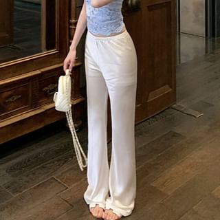 Round Neck Lace Crop Top & Fringe Shorts & Flared Pants