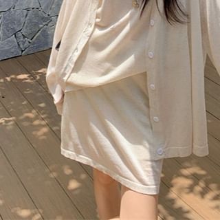 Scoop Neck Tank and Light Jacket with Mini Skirt
