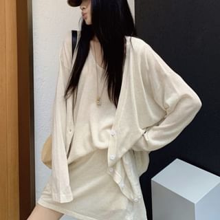 Scoop Neck Tank and Light Jacket with Mini Skirt
