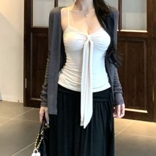 Cardigan, Camisole, and High Rise Maxi Skirt Set
