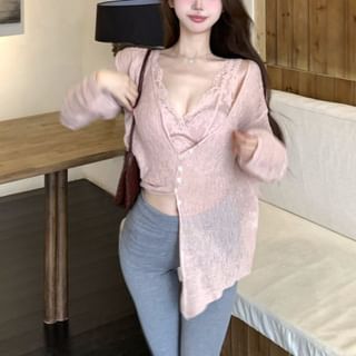 Bootcut Pants and V-Neck Cardigan with Cami Top Set