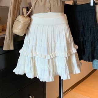 Knit Mini Skirt with High Waist