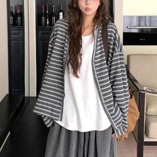 V-Neck Striped Cardigan