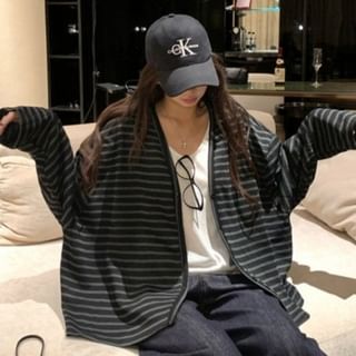 V-Neck Striped Cardigan