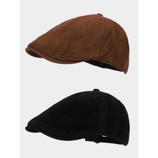 Plain Faux Suede Flat Cap