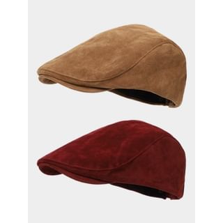 Plain Faux Suede Flat Cap