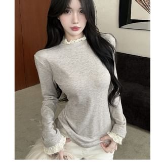 Round Neck Lace Trim T-Shirt