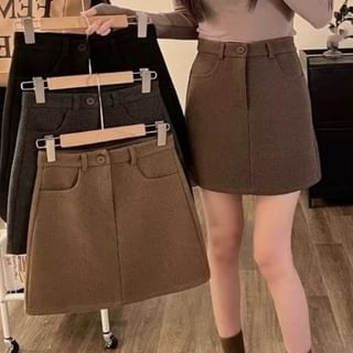High Rise Solid Mini A-Line Skirt