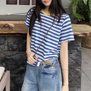 Striped Crew Neck Short Sleeve Tee