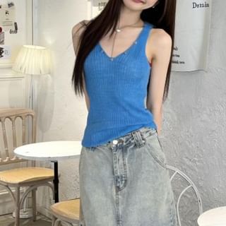 V-Neck Sleeveless Knit Top