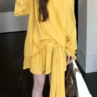 Off Shoulder Oversized Tee and Mini Skirt Set