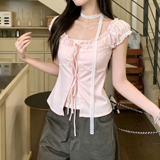 Polka Dot Frill Trim Top