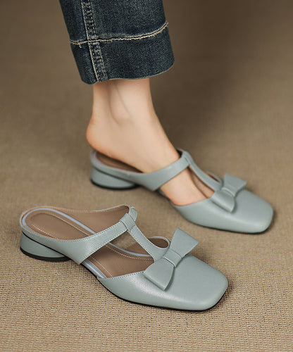 Light Sheepskin Out Sandals Hollow Slide Blue Splicing