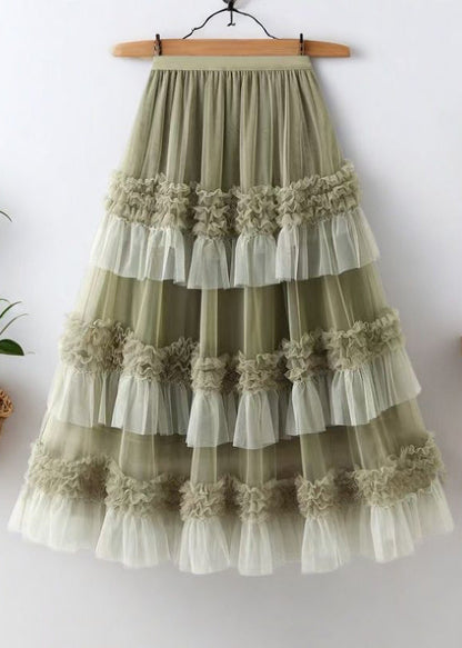 Waist Black Ruffled Skirts Tulle Elastic Summer Loose