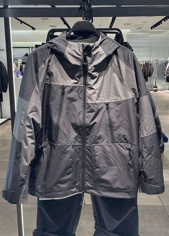 Black Patchwork Mens Hooded Coat Spring Loose Zippered Cotton