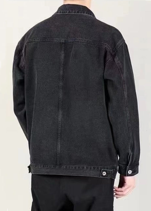 Spring Denim Peter Collar Loose Blue Mens Pockets Coats Pan