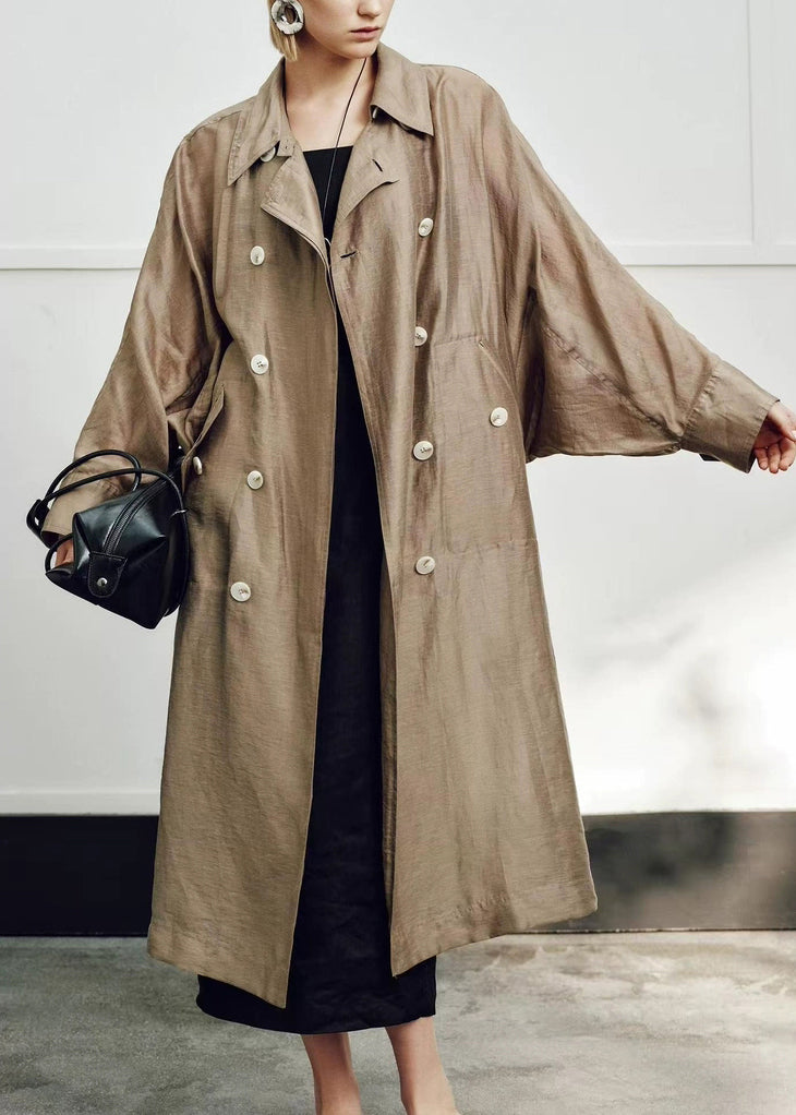 Collar Champagne Pan Loose Linen Peter Breast Silk Double Gold