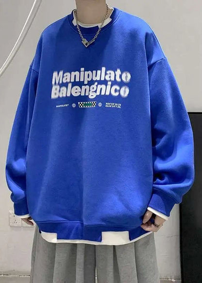 Two Sweatshirt Pieces False Cotton Neck Letter Green Loose Men O