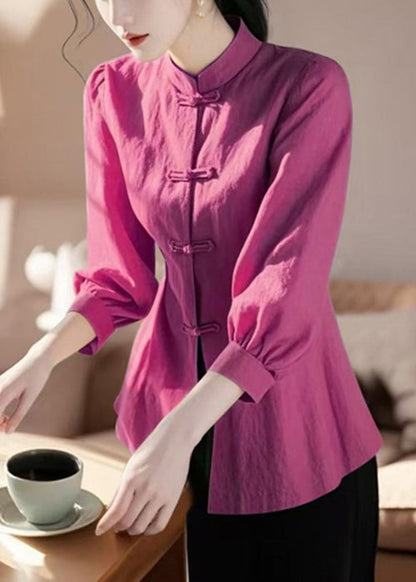 Cotton Collar Bracelet Stand Green Loose Button Blouse Sleeve