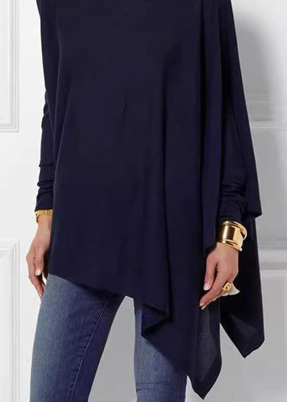 Asymmetrical Turtleneck Top Loose Spring Green