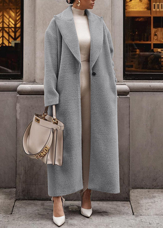 Coat Collar Khaki Pockets Spring Button Peter Long Loose Pan