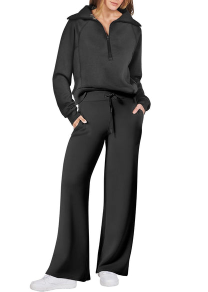 Light Cotton Leg And Zip Tops Loose Wide Two Green Up Solid Pants