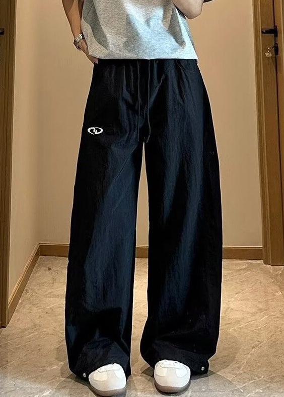 Elastic Pants Navy Loose Summer Solid Waist Cotton Men